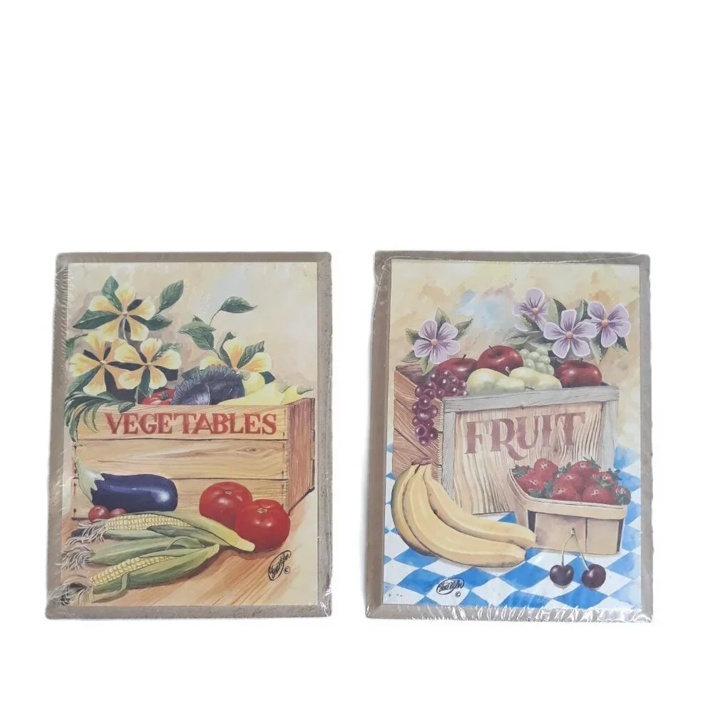 Vintage Fruit & Vegetables Decorative Kitchen Wall Plaques
